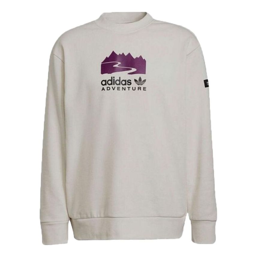 Men's adidas originals Casual Sports Round Neck Pullover Creamy White H09108