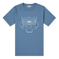 Men's KENZO SS21 Alphabet Tiger Head Printing Pattern Round Neck Short Sleeve Blue FB55TS0264YG-67