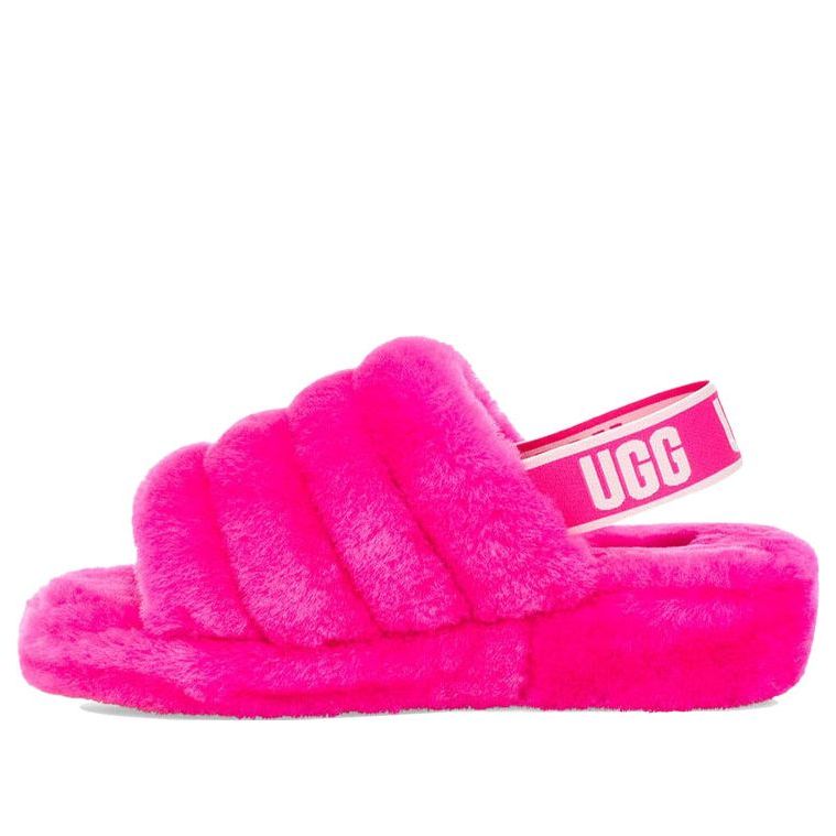 (WMNS) UGG Fluff Yeah Slide Thick Sole Slipper Red 1095119-RCR