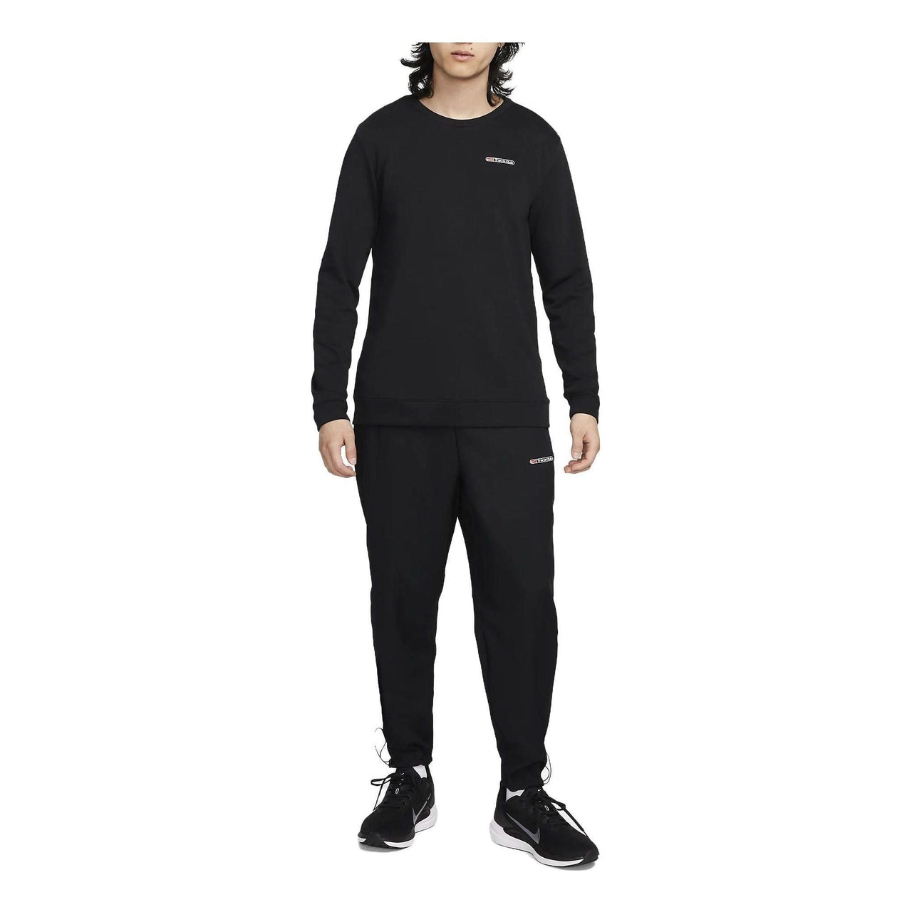 Nike Dri-FIT Track Club Men's Fleece Long-Sleeve Crew-Neck Running Sweatshirt 'Black' FB5510-010