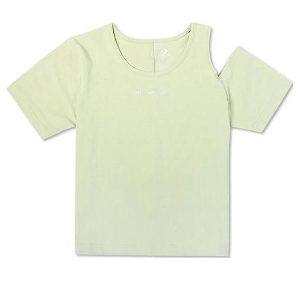 (WMNS) Converse Twisted Knits Slim Asymmetrical T-Shirt 'Green' 10023192-A03