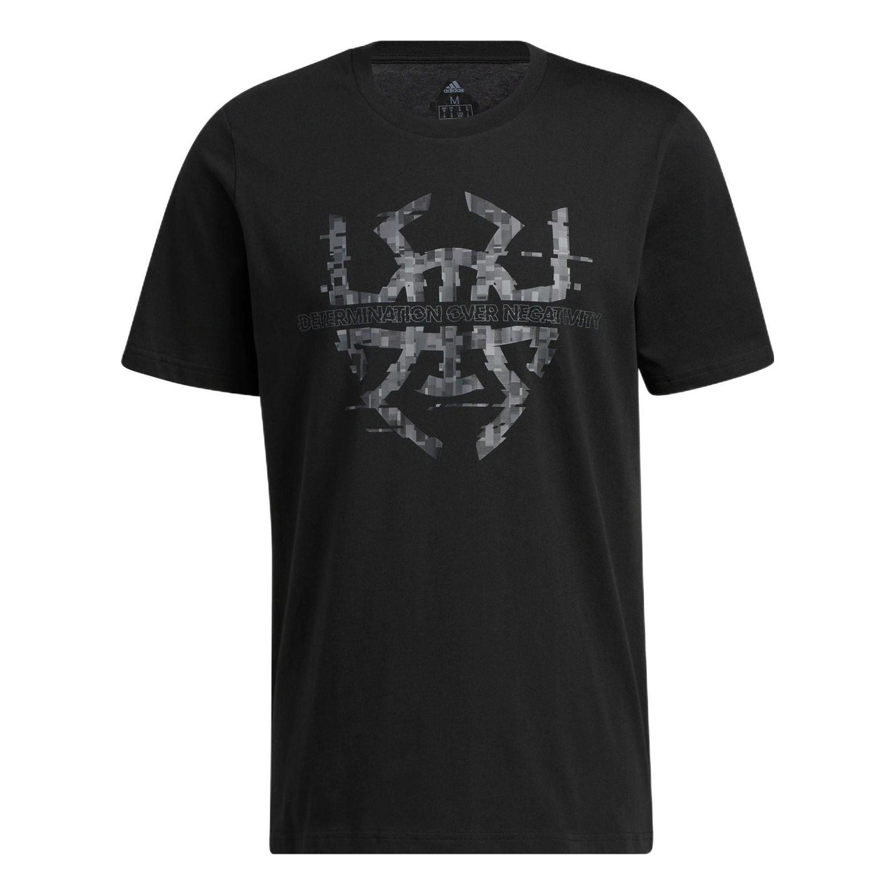 Men's adidas Solid Color Mitchell Logo Printing Round Neck Short Sleeve Black T-Shirt HG4417