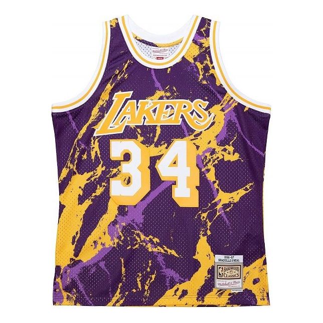 Mitchell & Ness x NBA Los Angeles Lakers Team Marble Swingman Jersey 'Shaquille O'Neal 34' TFSM1278-LAL96SONPTPR