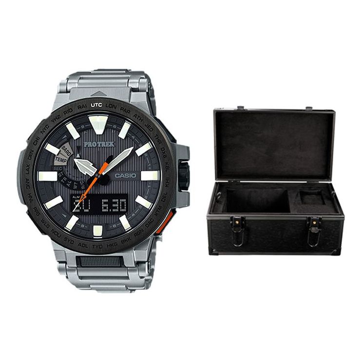 Men's CASIO PRO TREK Series Outdoor mountaineering Blue Watch Sapphire Crystal Mens Black Analog PRX-8000T-7ADR