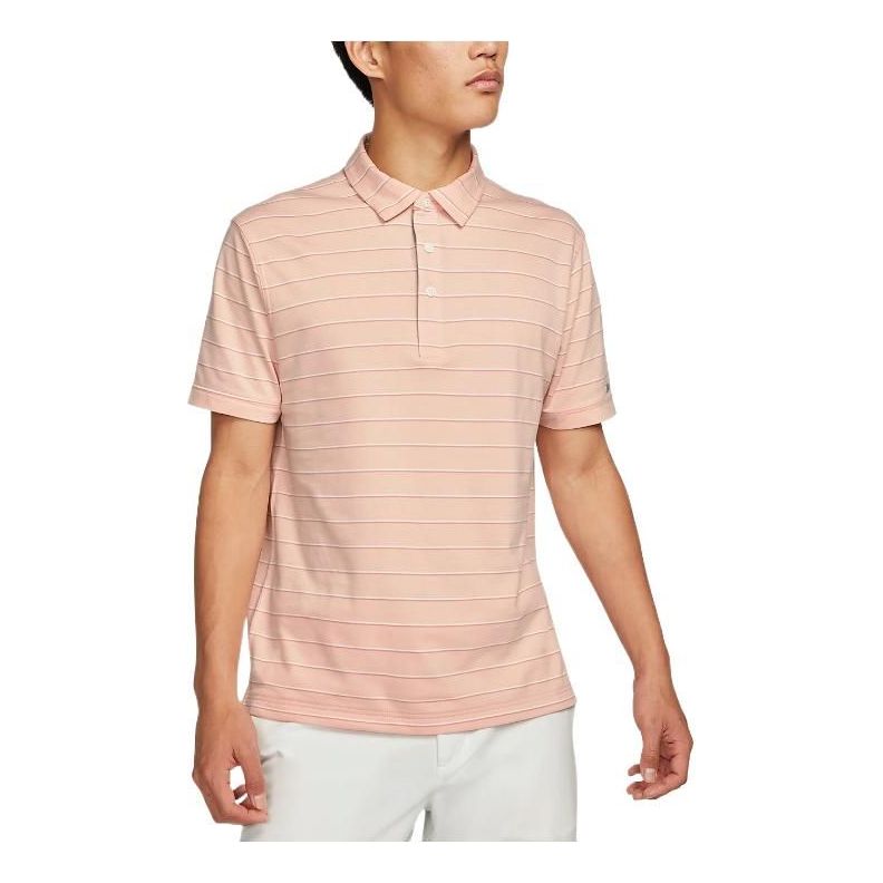 Men's Nike Dri-FIT Stripe Breathable Lapel Short Sleeve Arctic Orange Polo Shirt DH0892-800