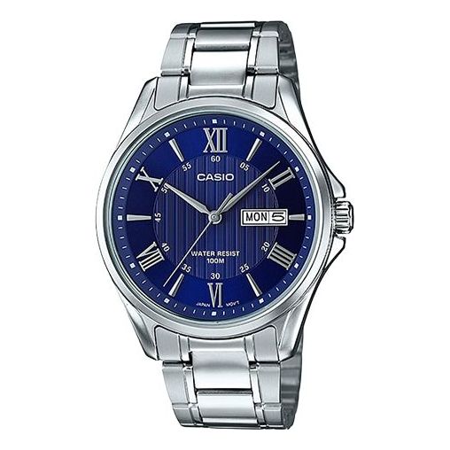 CASIO Waterproof Stainless Steel Strap Mens Blue Analog MTP-1384D-2A
