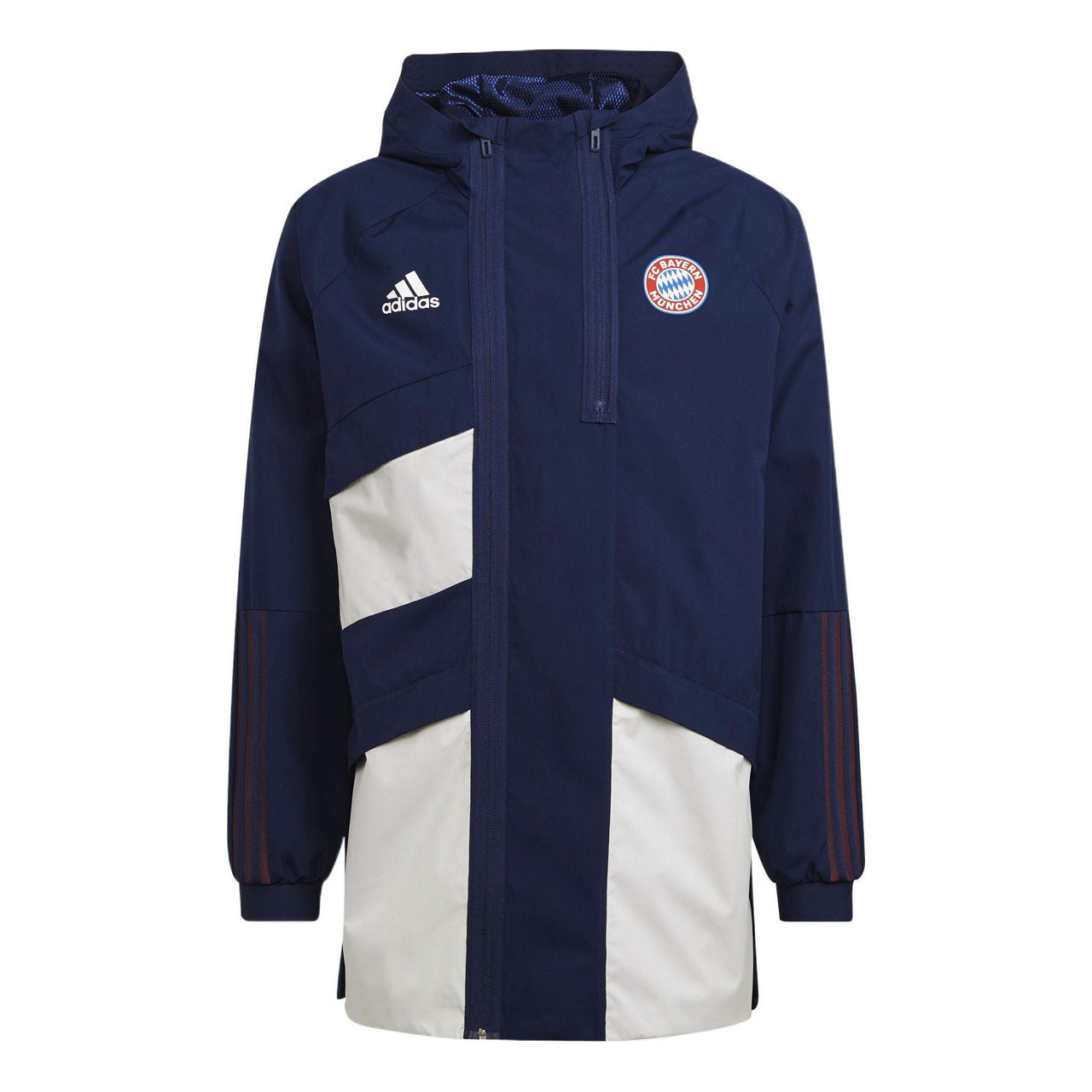 Men's adidas Fcb Trv Dr Jkt Badge Hooded Jacket Bayern Silkscreen Team Navy Blue GR0702