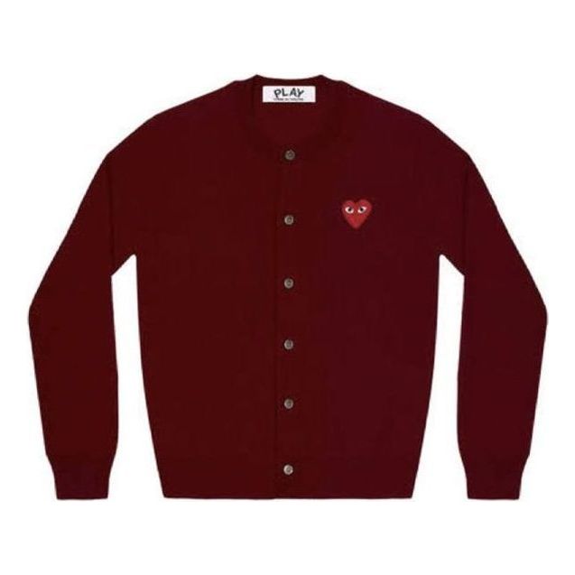 (WMNS) COMME des GARCONS PLAY Knit Cardigan Red Emblem 'Burgundy' AZ-N007-051-4