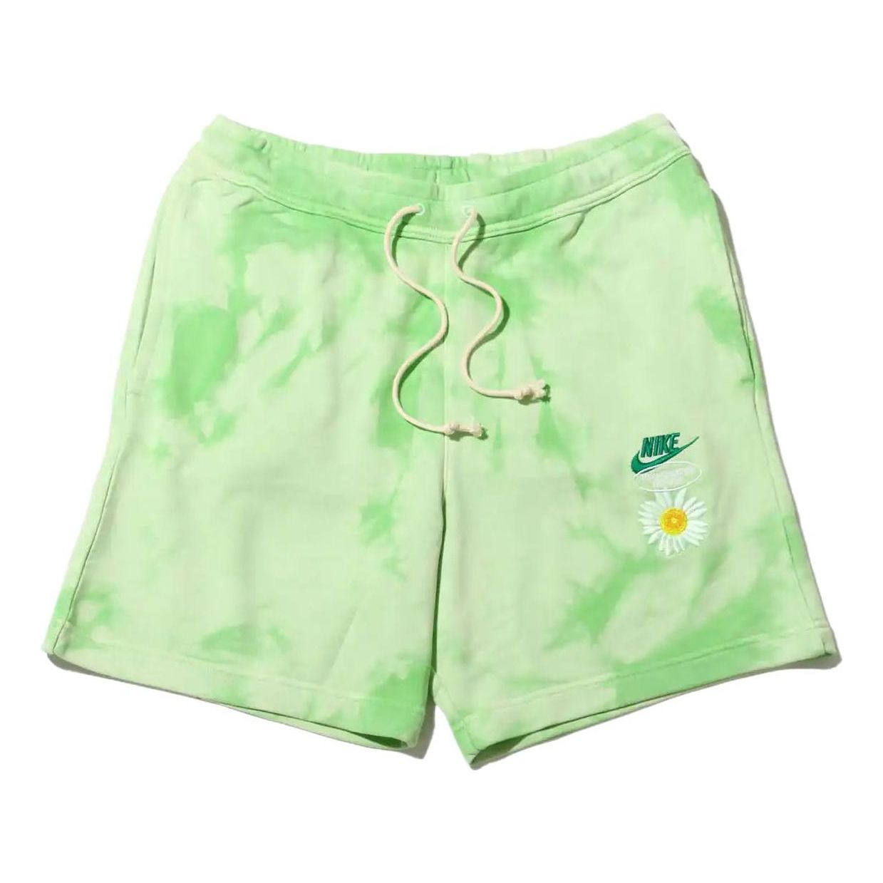 Men's Nike SportswearFrench Terry Solid Color Logo Flowers Embroidered Casual Shorts Light Green DM5017-332