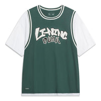Li-Ning Hoops Graphic Faux Two Piece T-shirt 'Green White' AHST573-3