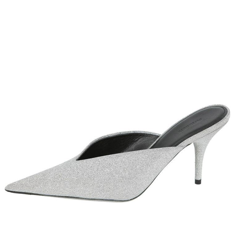 (WMNS) Balenciaga Glitter Knife Slingback 'Silver' 579279WA7018163