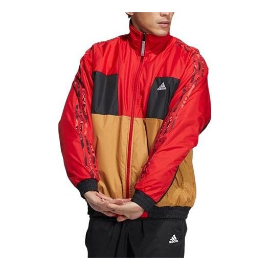 adidas Stripe Colorblock Logo Printing Reversible Jacket Red HI3284