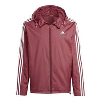 adidas Essential 3-Stripes Woven Windbreaker Asia Sizing 'Shadow Red' IS1335