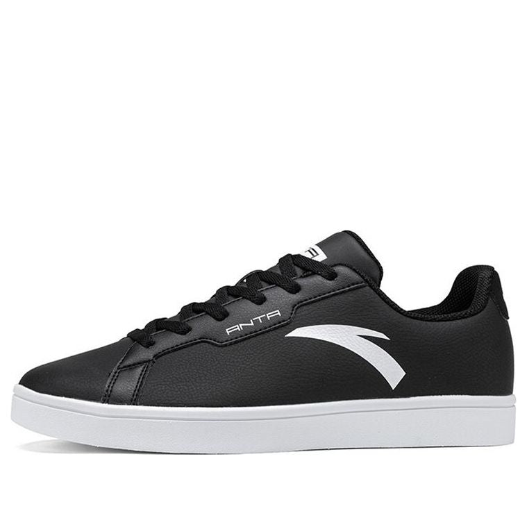 ANTA Leather Skateboarding Shoes 'Black White' 912028003-1