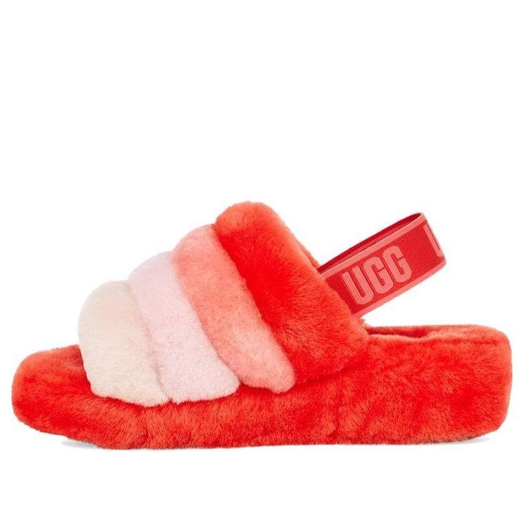 (WMNS) UGG Fluff Yeah Slide Thick Sole Shoe Orange White 1095119-LFMLT