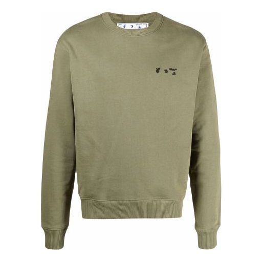 Men's Off-White FW21 Logo logo Pullover Green OMBA025F21FLE0015510