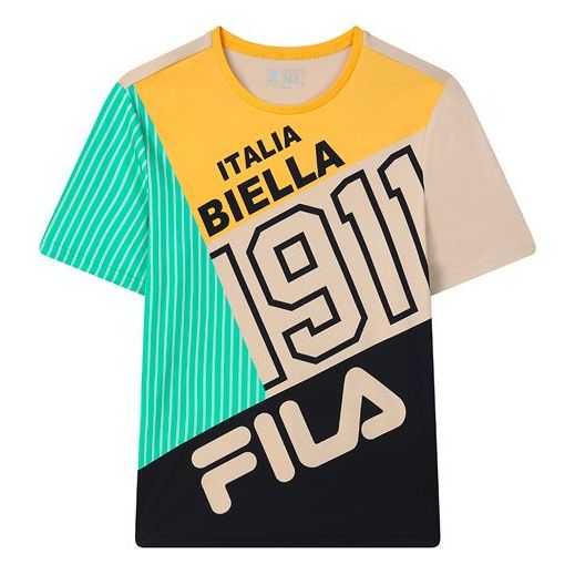 FILA Contrast Color Stitching Logo Short Sleeve Blue F11M128164F-ZA