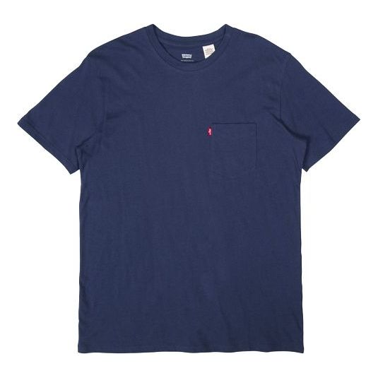 Men's Levis Round Neck Casual Pure Cotton Short Sleeve Navy Blue T-Shirt 19342-0010