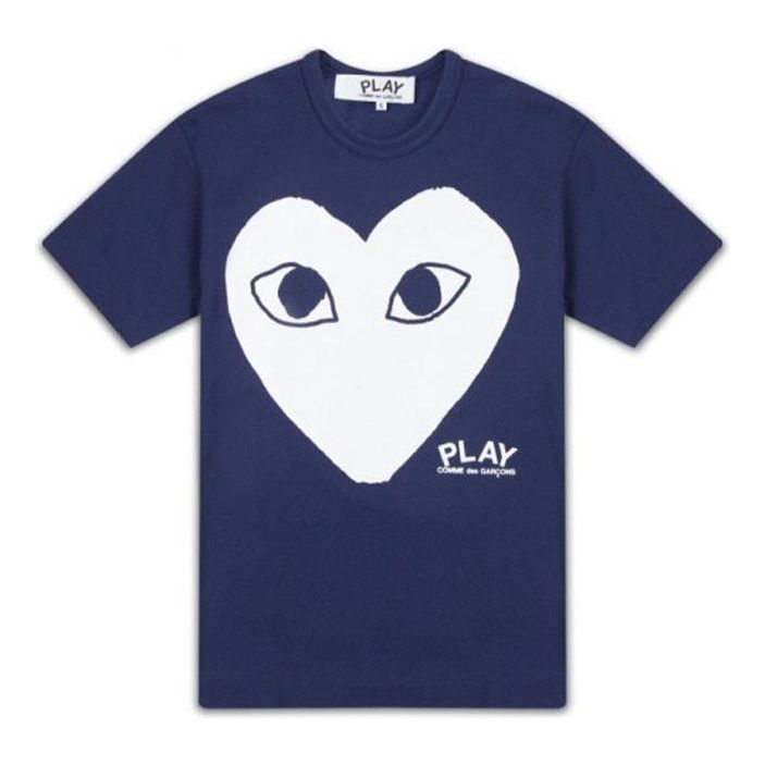 COMME des GARCONS PLAY White Heart Shape Logo Short Sleeve Tee 'Navy Blue' AZ-T180-051-1