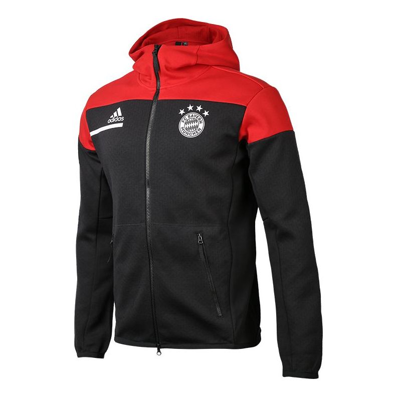 adidas Fcb zn 20-21 Season Bayern Munich Soccer/Football Sports Hooded Jacket Black Red GN5916