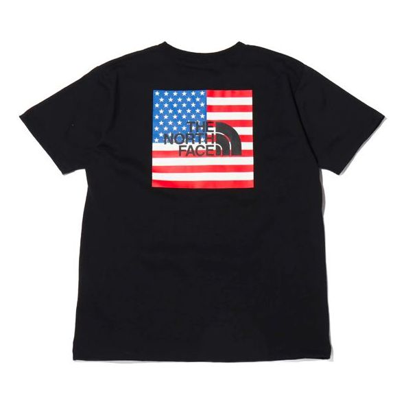 Men's THE NORTH FACE National Flag Printing logo Short Sleeve Black NT32053-K