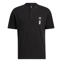 Men's adidas Solid Color Brand logo Printing Round Neck Short Sleeve Black T-Shirt HE5172