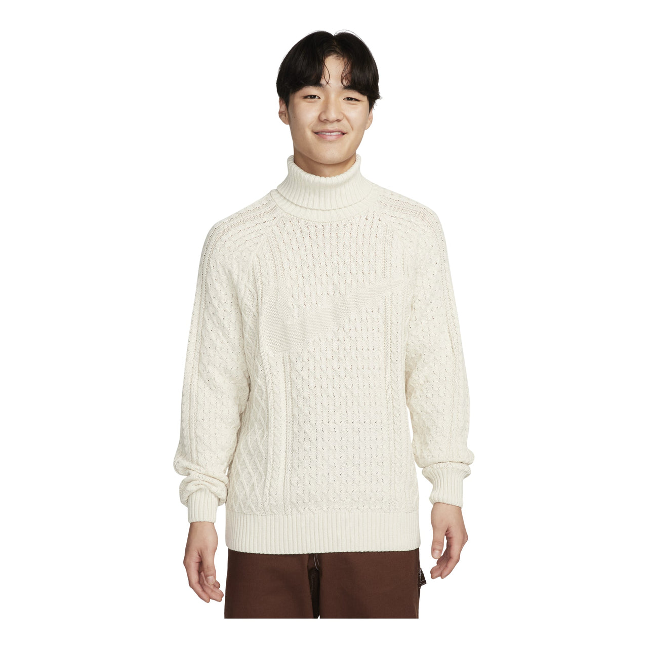 Nike Cable Knit Turtleneck Sweaters 'Beige' FB7771-072