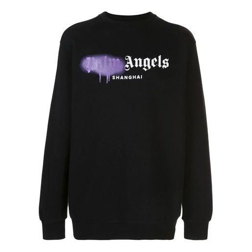 Men's PALM ANGELS Purple Alphabet Logo Printing Black PMBA001S206360581095