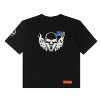 HERON PRESTON Reg Flaming Skull Short-Sleeve Tee 'Black White' HMAA025S22JER0031001