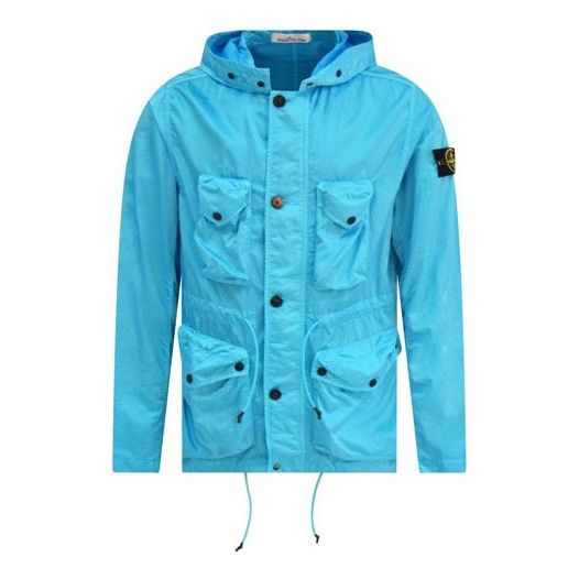 STONE ISLAND Logo Patch Drawstring Hooded Jacket 'Blue' 741544430-V0042