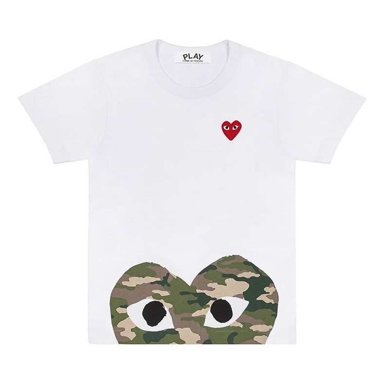 (WMNS) COMME des GARCONS PLAY Camouflage Heart Tee 'White' AZ-T243-051-1