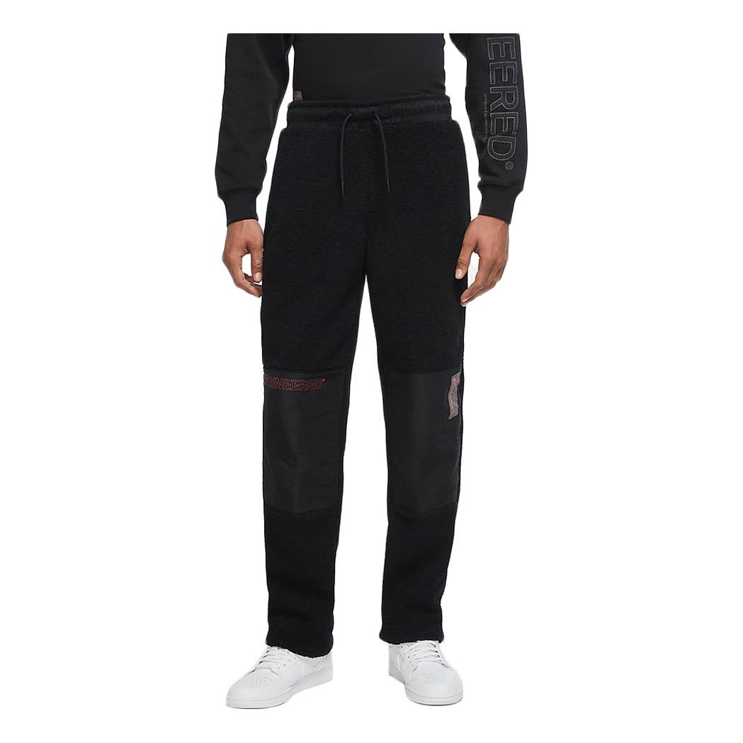 Air Jordan 23 Drawstring polar fleece Splicing Casual Sports Long Pants Black CV1099-010