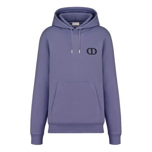 Men's DIOR FW21 Logo Alphabet Embroidered Solid Color Pullover Purple Blue 113J698A0531-485