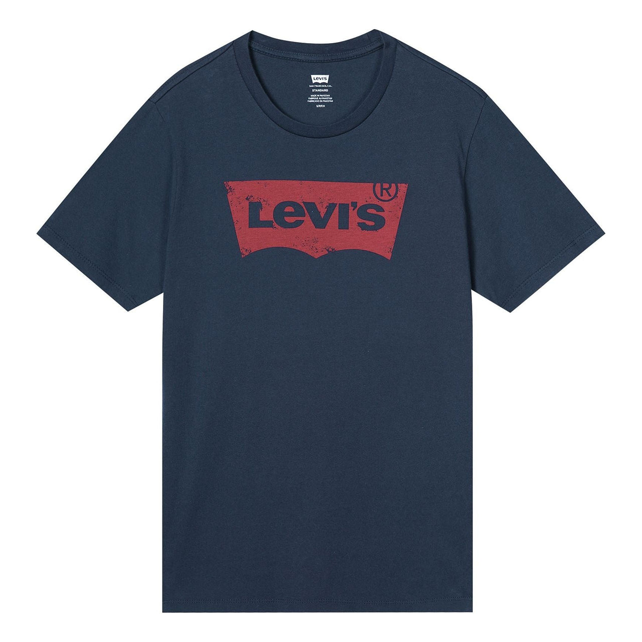 Men's Levis Alphabet Logo Loose Round Neck Short Sleeve Navy Blue 17783-0139