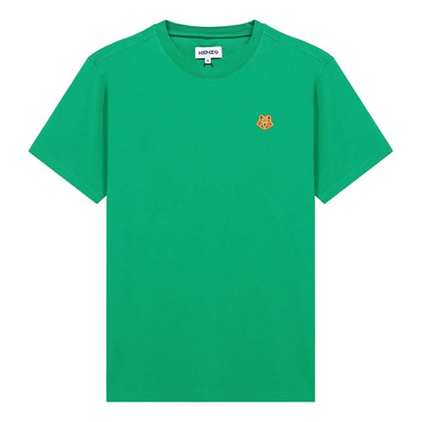 Men's KENZO SS21 Pattern Logo Round Neck Short Sleeve Green FB55TS0034SA-56