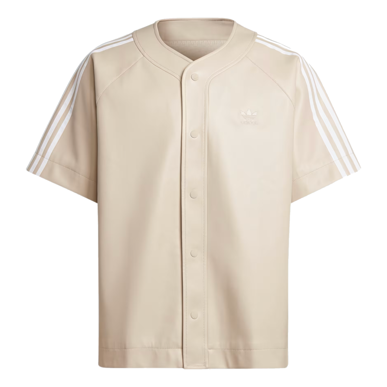 adidas originals Faux Leather Adicolor 3-Stripes Baseball Shirt Asia Sizing 'Wonder Beige' IZ4051