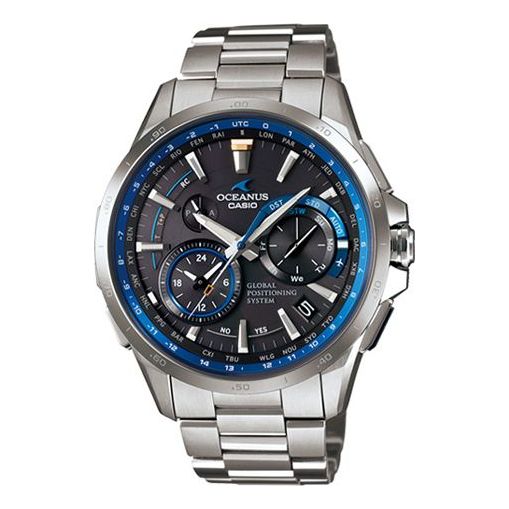 CASIO Stainless Steel Strap Mens BlackBlue Analog/Digital Combo OCW-G1000-1AQ