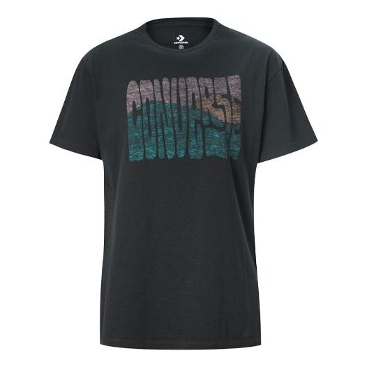 (WMNS) Converse Printing Round Neck Short Sleeve Black 10018939-001