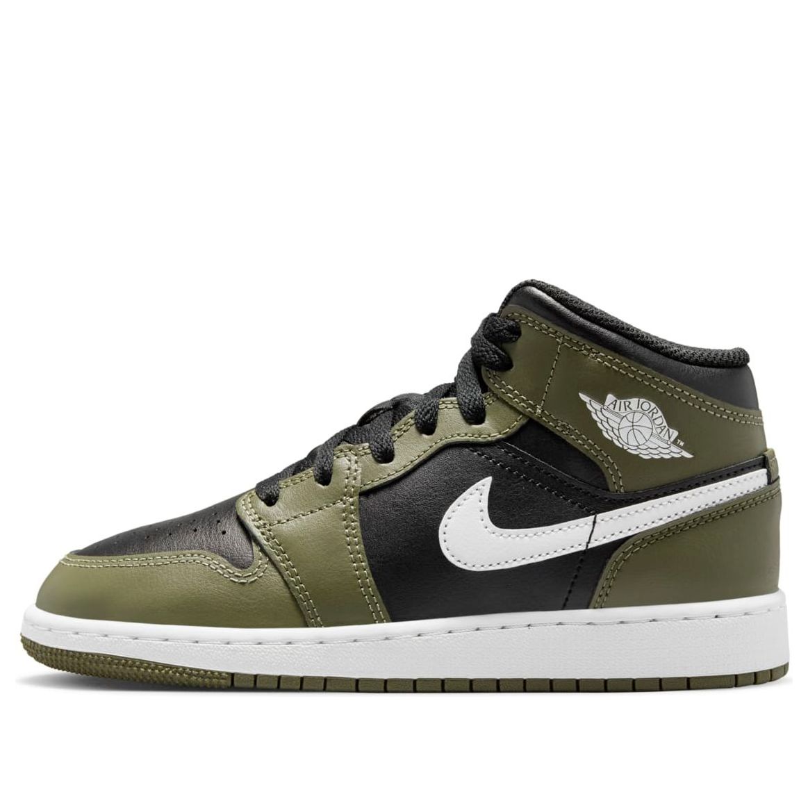 (GS) Air Jordan 1 Mid 'Black White Olive' DQ8423-092