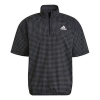 adidas M Primeblue Tee Contrasting Colors Half Zipper Sports Stylish Short Sleeve Black GP8656