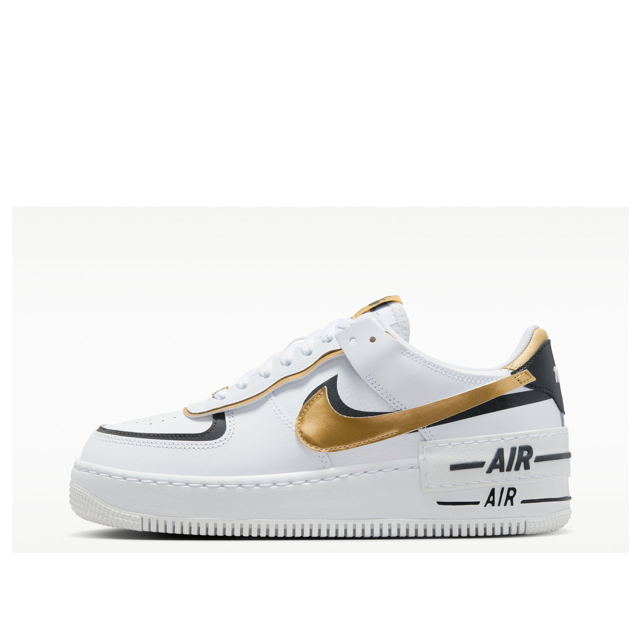 (WMNS) Nike Air Force 1 Shadow 'White Black Metallic Gold' CI0919-125