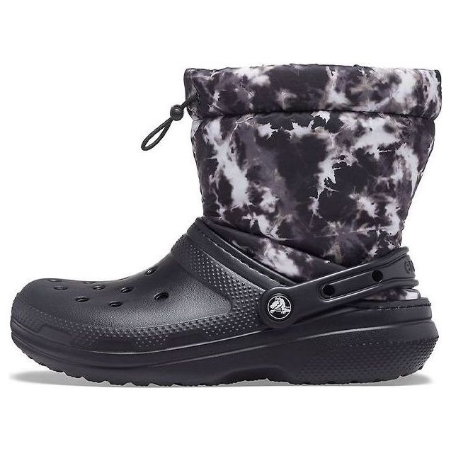 Crocs Classic Lined Neo Puff Tie Dye Boots 'Black White' 207328-001