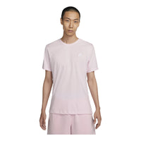 Nike Solid Color Logo Embroidered Knit Round Neck Short Sleeve Pink AR4999-665