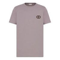 Men's DIOR SS22 Cotton Plain Weave Embroidered Logo Short Sleeve Lavender T-Shirt 013J600A0677-C487