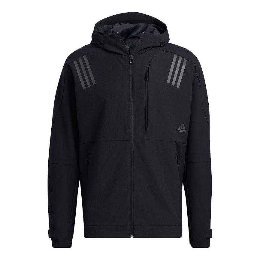 adidas Th Wv Multi Jkt Logo Printing Sports Hooded Jacket Black H39264