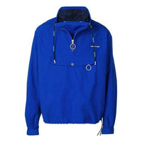 Men's Off-White Nylon Drawstring Alphabet Logo Sports Pullover Jacket Blue OMEA166S19C010243010