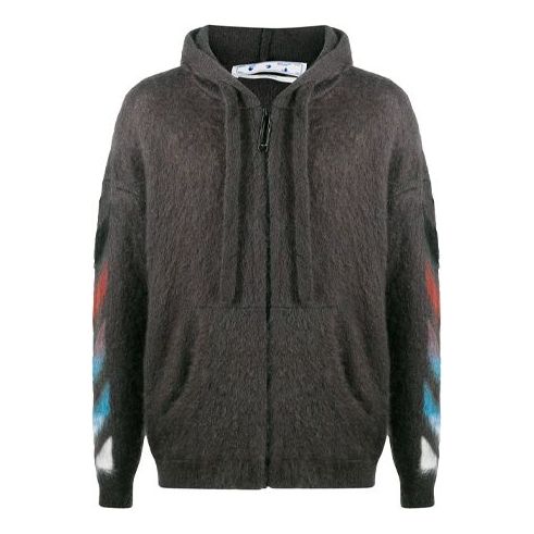 Off-White Arrow Knit Hooded Sweater Men's Grey OMHA073F20KNI0010987