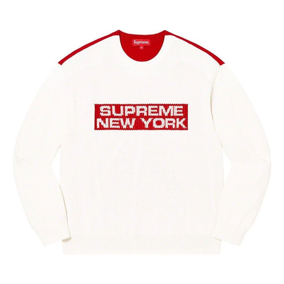 Supreme 2-Tone Sweater 'White Red' SUP-SS22-679
