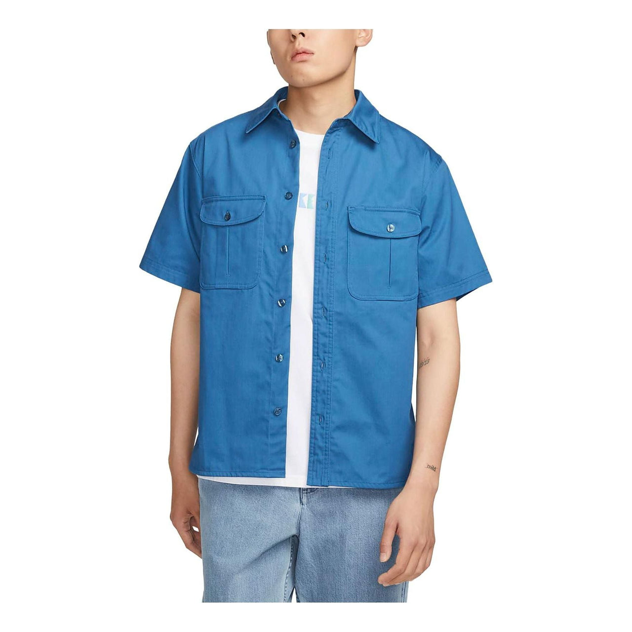 Nike SB Tanglin Short-sleeved woven button-down skateboard shirt 'Blue' FQ0400-457