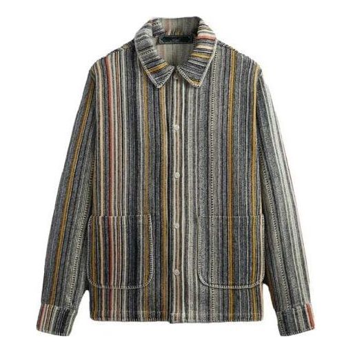 KITH Multi Stripe L/S Boxy Collared Overshirt 'Sandrift' KHM010340-104